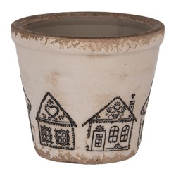 Clayre & Eef Fioriera Ø 8x7 cm Beige Ceramica Casa di pan di zenzero