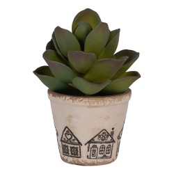 Clayre & Eef Fioriera Ø 8x7 cm Beige Ceramica Casa di pan di zenzero
