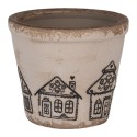 Clayre & Eef Fioriera Ø 8x7 cm Beige Ceramica Casa di pan di zenzero