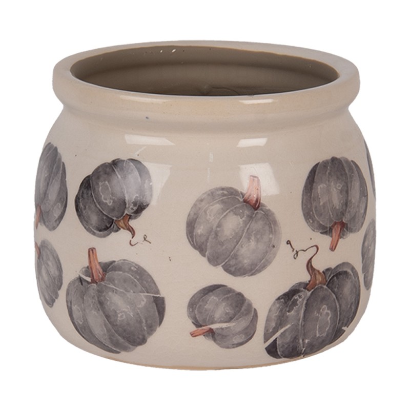 Clayre & Eef Blumentopf Ø 12x10 cm Beige Keramik Kürbis