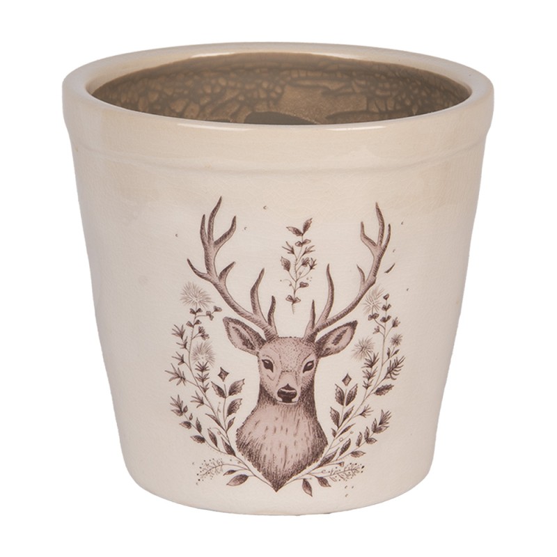 Clayre & Eef Fioriera Ø 15x14 cm Beige Ceramica Cervo