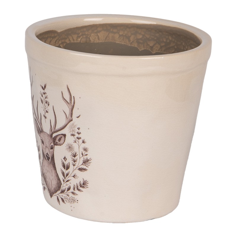Clayre & Eef Fioriera Ø 15x14 cm Beige Ceramica Cervo