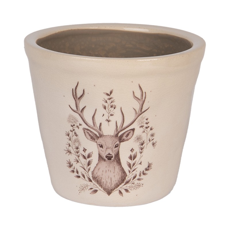 Clayre & Eef Fioriera Ø 12x11 cm Beige Ceramica Cervo