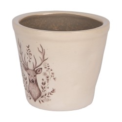 Clayre & Eef Fioriera Ø 12x11 cm Beige Ceramica Cervo