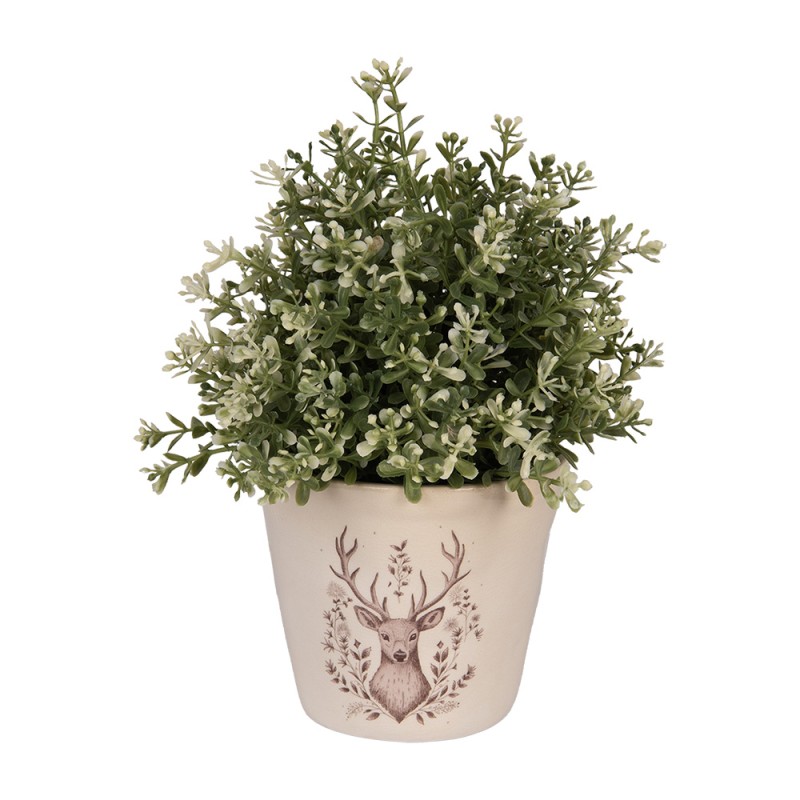 Clayre & Eef Fioriera Ø 12x11 cm Beige Ceramica Cervo