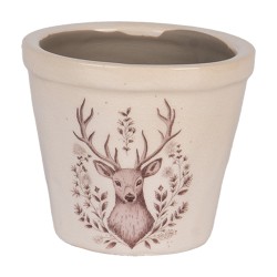 Clayre & Eef Fioriera Ø 8x7 cm Beige Ceramica Cervo