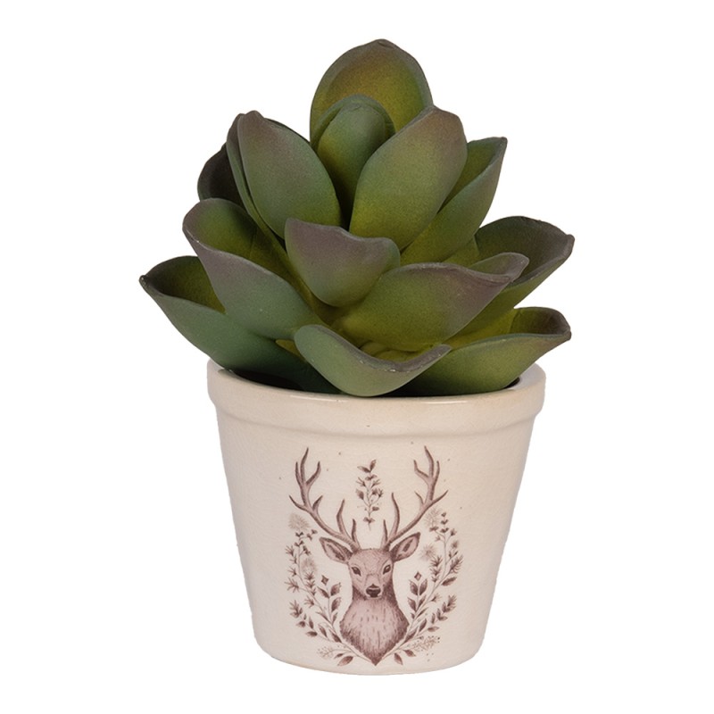 Clayre & Eef Fioriera Ø 8x7 cm Beige Ceramica Cervo