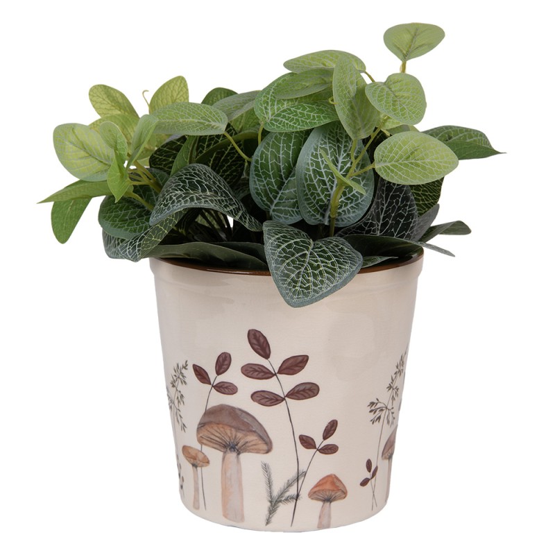Clayre & Eef Fioriera Ø 17x16 cm Beige Ceramica Funghi