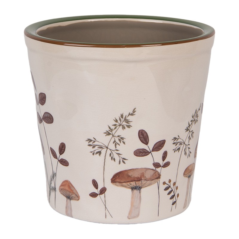 Clayre & Eef Fioriera Ø 17x16 cm Beige Ceramica Funghi