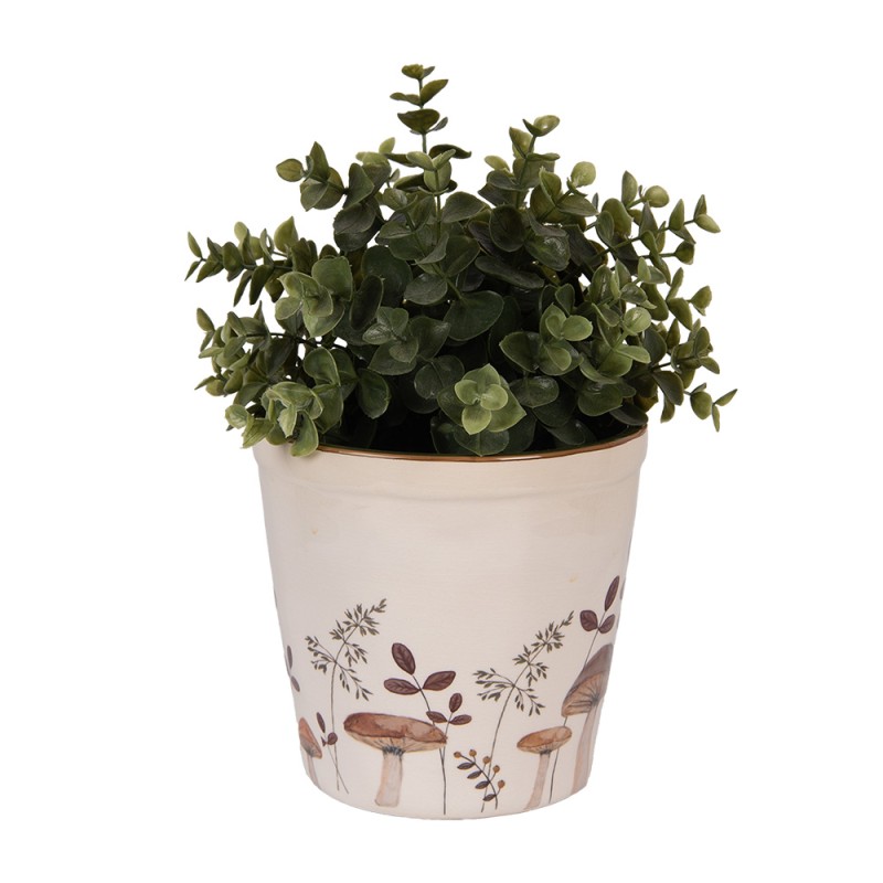 Clayre & Eef Fioriera Ø 15x14 cm Beige Ceramica Funghi