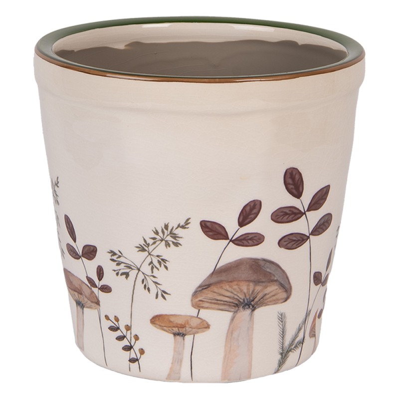 Clayre & Eef Fioriera Ø 15x14 cm Beige Ceramica Funghi