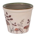Clayre & Eef Blumentopf Ø 8x7 cm Beige Keramik Pilze
