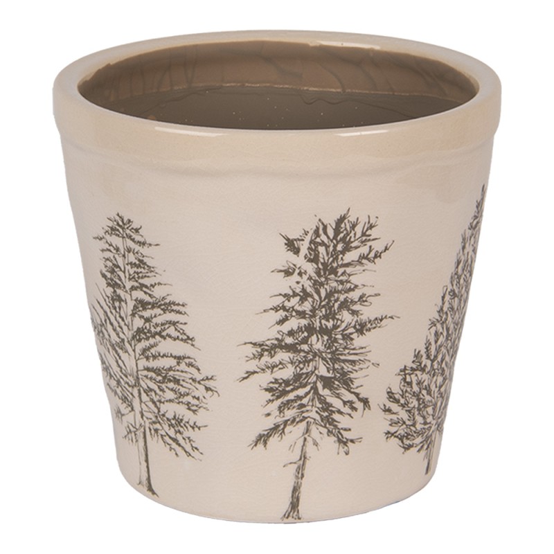 Clayre & Eef Fioriera Ø 15x14 cm Beige Ceramica Alberi di pino
