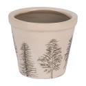 Clayre & Eef Blumentopf Ø 8x7 cm Beige Keramik Tannenbäume