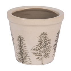Clayre & Eef Fioriera Ø 8x7 cm Beige Ceramica Alberi di pino
