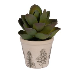 Clayre & Eef Fioriera Ø 8x7 cm Beige Ceramica Alberi di pino