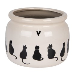Clayre & Eef Fioriera Ø 20x15 cm Beige Ceramica Gatti