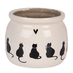 Clayre & Eef Planter Ø 12x10 cm Beige Ceramic Cats