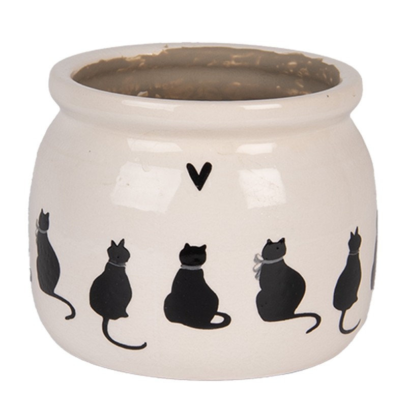 Clayre & Eef Planter Ø 12x10 cm Beige Ceramic Cats