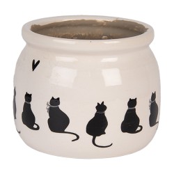Clayre & Eef Planter Ø 12x10 cm Beige Ceramic Cats