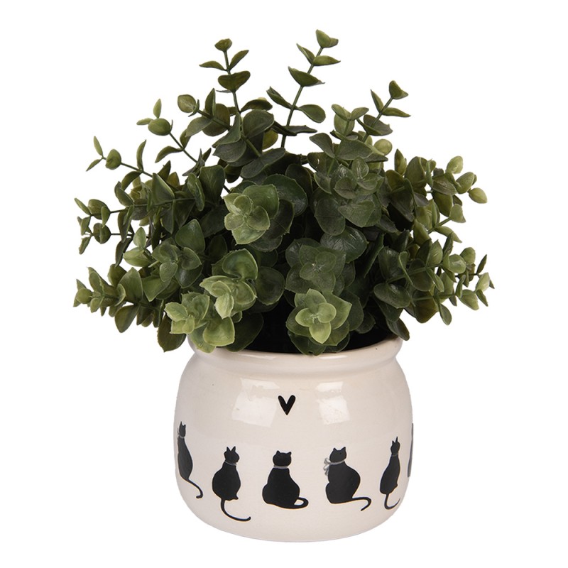 Clayre & Eef Planter Ø 12x10 cm Beige Ceramic Cats