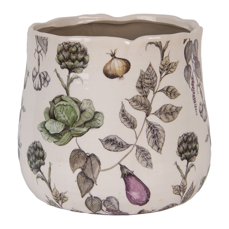 Clayre & Eef Fioriera Ø 21x19 cm Beige Ceramica Verdure