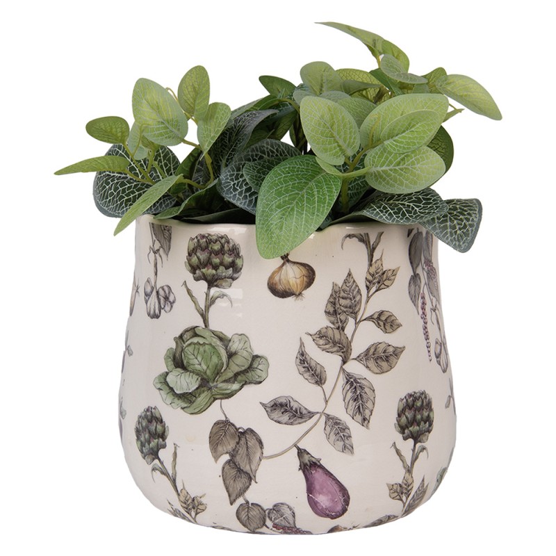 Clayre & Eef Fioriera Ø 21x19 cm Beige Ceramica Verdure