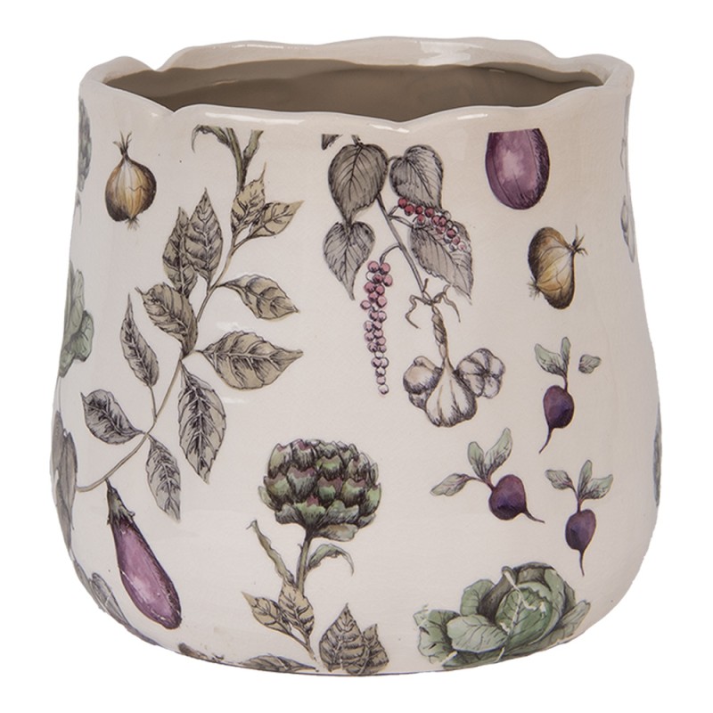 Clayre & Eef Fioriera Ø 21x19 cm Beige Ceramica Verdure