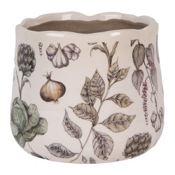 Clayre & Eef Fioriera Ø 14x12 cm Beige Ceramica Verdure