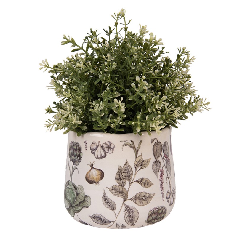 Clayre & Eef Fioriera Ø 14x12 cm Beige Ceramica Verdure