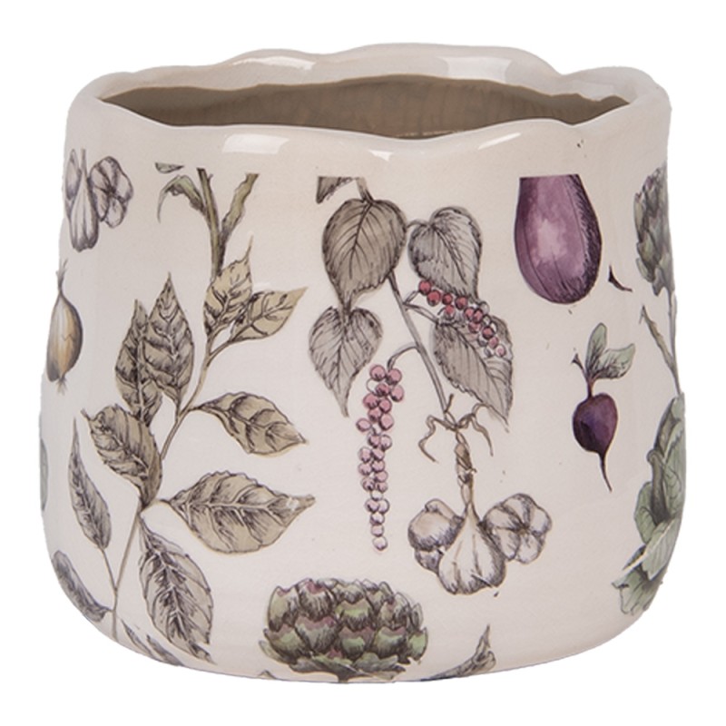 Clayre & Eef Fioriera Ø 14x12 cm Beige Ceramica Verdure