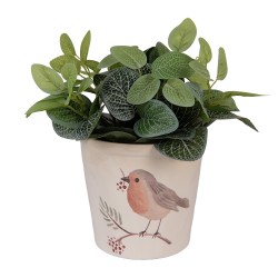 Clayre & Eef Fioriera Ø 17x16 cm Beige Ceramica Uccello