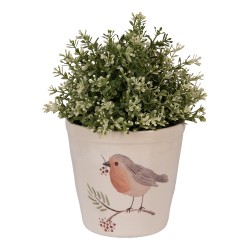 Clayre & Eef Fioriera Ø 15x14 cm Beige Ceramica Uccello