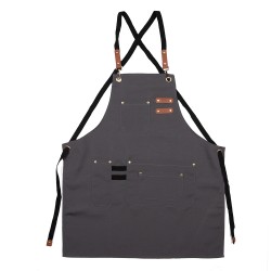 Clayre & Eef Grembiule da cucina 75x66 cm Grigio Poliestere