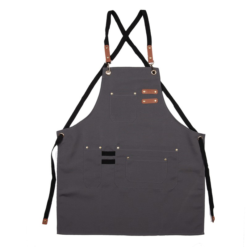 Clayre & Eef Grembiule da cucina 75x66 cm Grigio Poliestere