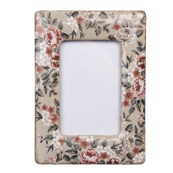 Clayre & Eef Photo Frame 9x13 cm Beige Ceramic Flowers