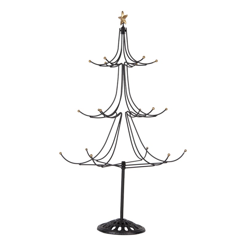 Clayre & Eef Statuetta decorativa di Natale Albero di Natale Ø 41x71 cm Nero Metallo