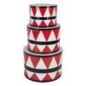Clayre & Eef Decorazione di Natalizie Tamburo Ø 47/ Ø 39 / Ø 31 cm Bianco Rosso  Metallo