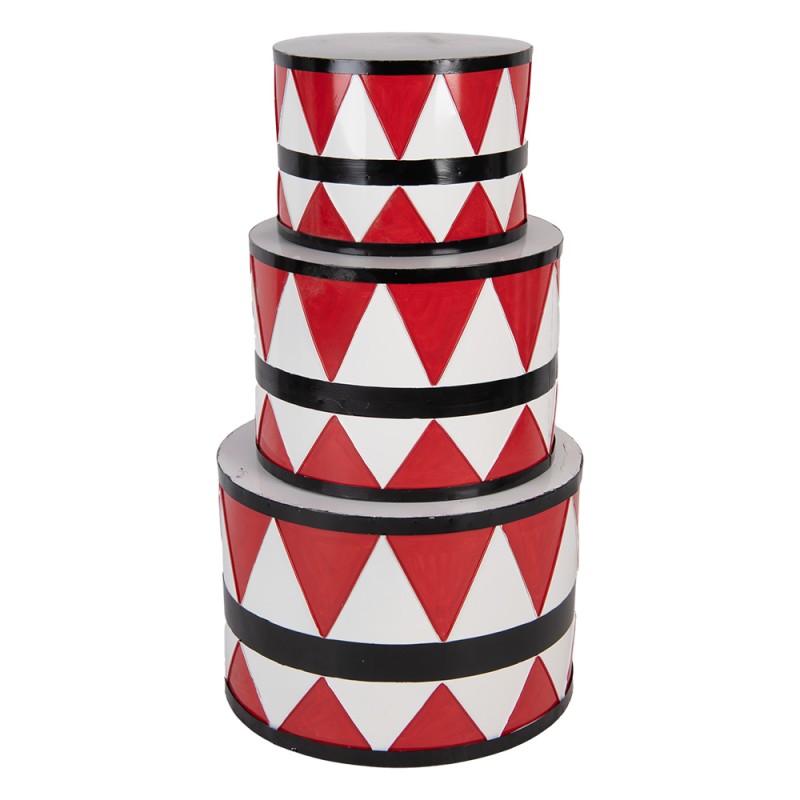 Clayre & Eef Decorazione di Natalizie Tamburo Ø 47/ Ø 39 / Ø 31 cm Bianco Rosso  Metallo
