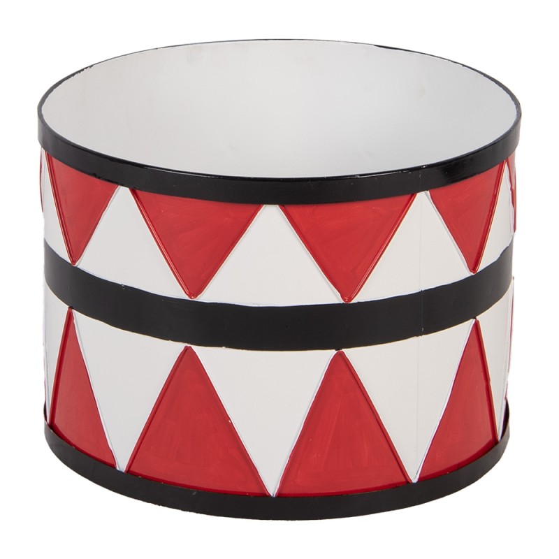 Clayre & Eef Decorazione di Natalizie Tamburo Ø 47/ Ø 39 / Ø 31 cm Bianco Rosso  Metallo