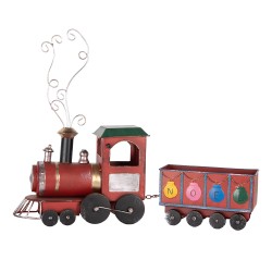 Clayre & Eef Statuetta decorativa di Natale Locomotiva  63x15x38 cm Rosso Metallo