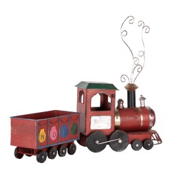 Clayre & Eef Statuetta decorativa di Natale Locomotiva  63x15x38 cm Rosso Metallo