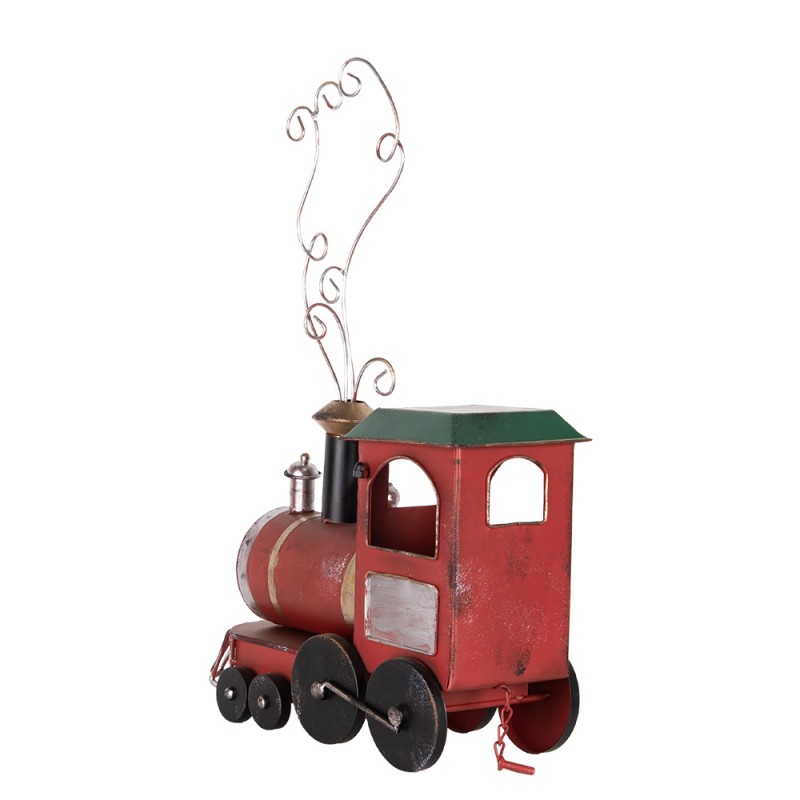 Clayre & Eef Statuetta decorativa di Natale Locomotiva  63x15x38 cm Rosso Metallo