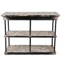 Clayre & Eef Tavolino da appoggio 120x40x90 cm Nero Beige Legno Metallo