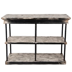 Clayre & Eef Tavolino da appoggio 120x40x90 cm Nero Beige Legno Metallo