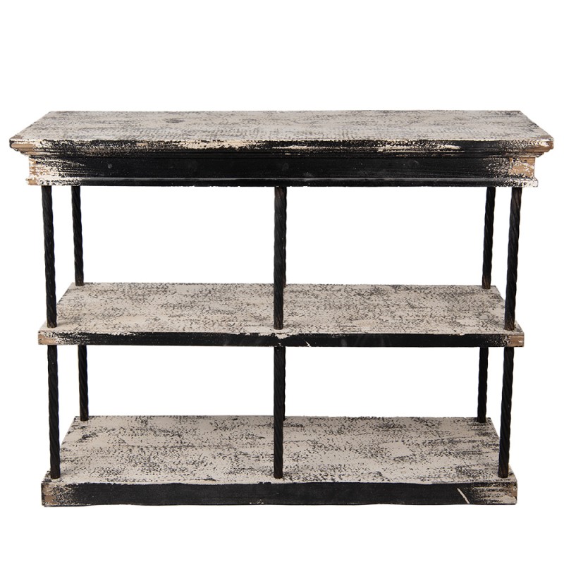 Clayre & Eef Tavolino da appoggio 120x40x90 cm Nero Beige Legno Metallo