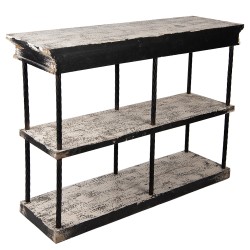 Clayre & Eef Tavolino da appoggio 120x40x90 cm Nero Beige Legno Metallo