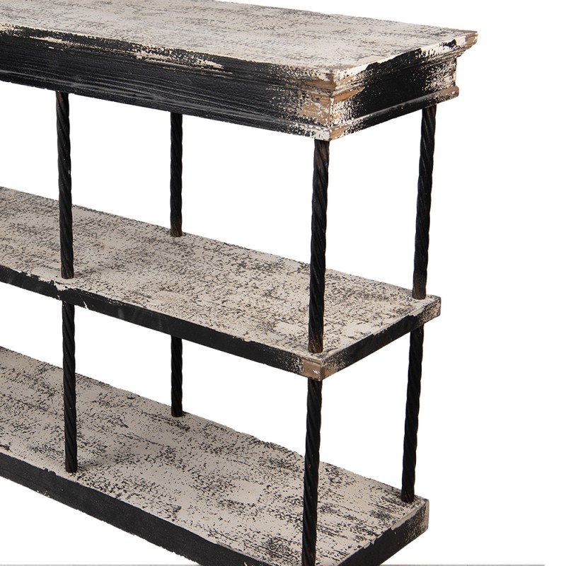 Clayre & Eef Tavolino da appoggio 120x40x90 cm Nero Beige Legno Metallo