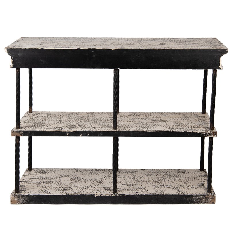 Clayre & Eef Tavolino da appoggio 120x40x90 cm Nero Beige Legno Metallo