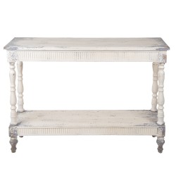 Clayre & Eef Tavolino da appoggio 110x35x78 cm Bianco Legno